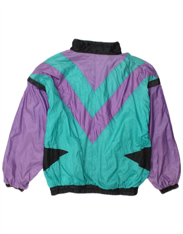 Vintage Herren-Trainingsanzug-Oberteil, große, mehrfarbige Colourblock-Polyamidjacke