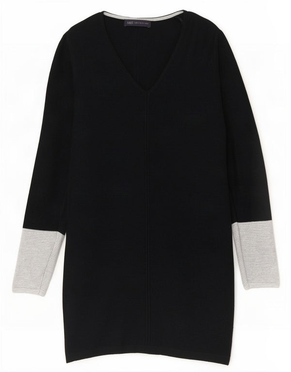 Marks & Spencer Langarm-Pulloverkleid für Damen, UK 6, XS, Schwarz, Farbblock
