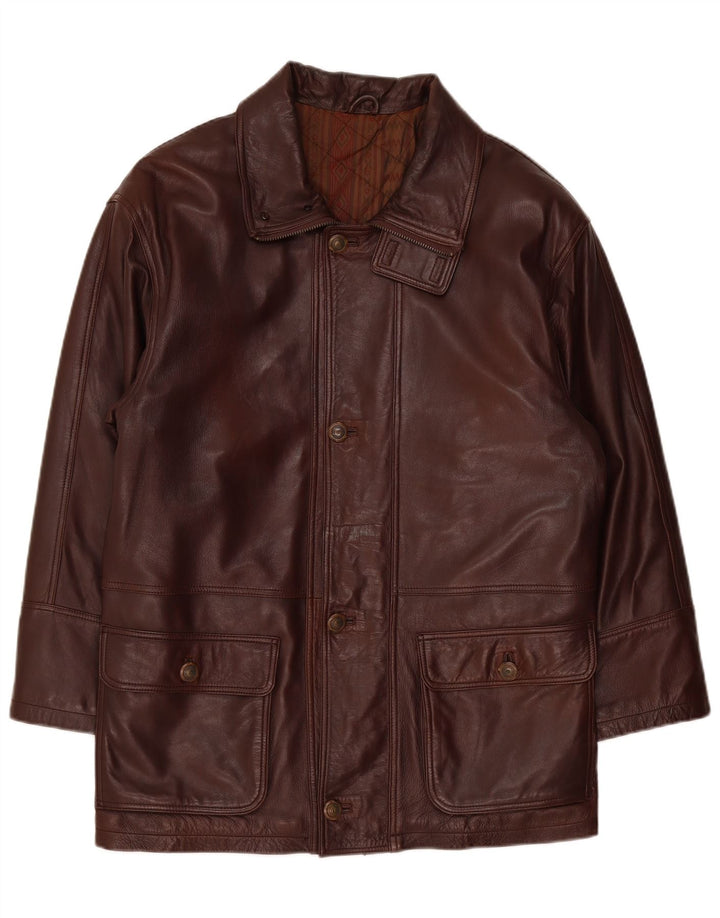 Vintage Herren Ledermantel UK 38 Medium Burgund