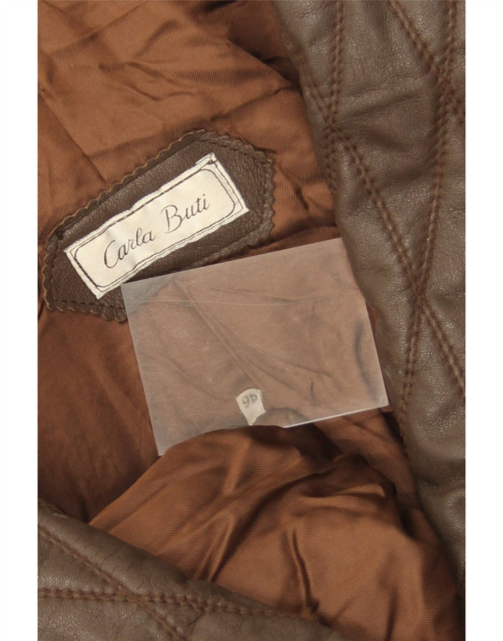 Carla Buti Damen Übergroße Lederjacke IT 46 Large Braun