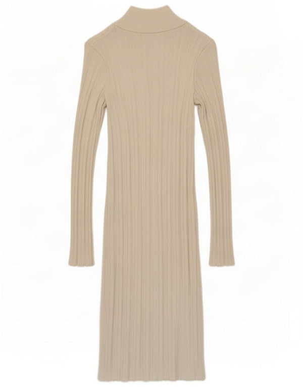 Zara Damen Langarm-Pulloverkleid UK 8 Small Off White Viscose