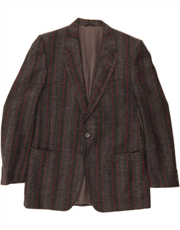 PIERRE CARDIN Mens 2 Button Blazer Jacket IT 50 Large Grey Striped Wool Vintage Pierre Cardin and Second-Hand Pierre Cardin from Messina Hembry 