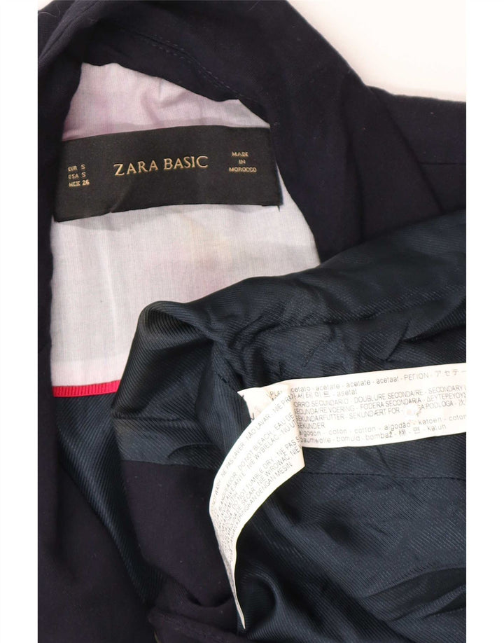Zara Damen 1-Knopf-Blazerjacke UK 10 Small Marineblau Acetat