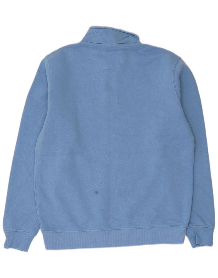 Crew Clothing Herren-Sweatshirt mit Reißverschluss am Hals, mittelblaue Baumwolle