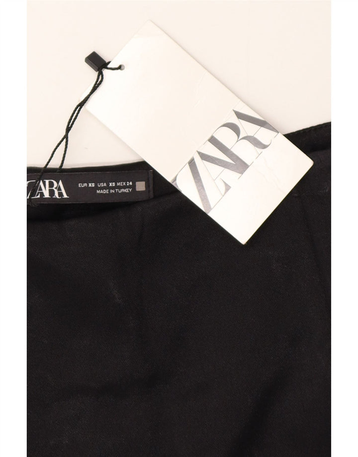 ZARA Damen Wickelrock XS W24 Schwarz Viskose