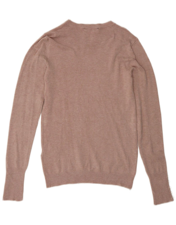 Zara Damen-Pullover mit U-Boot-Ausschnitt, UK 12, mittelrosa Viskose