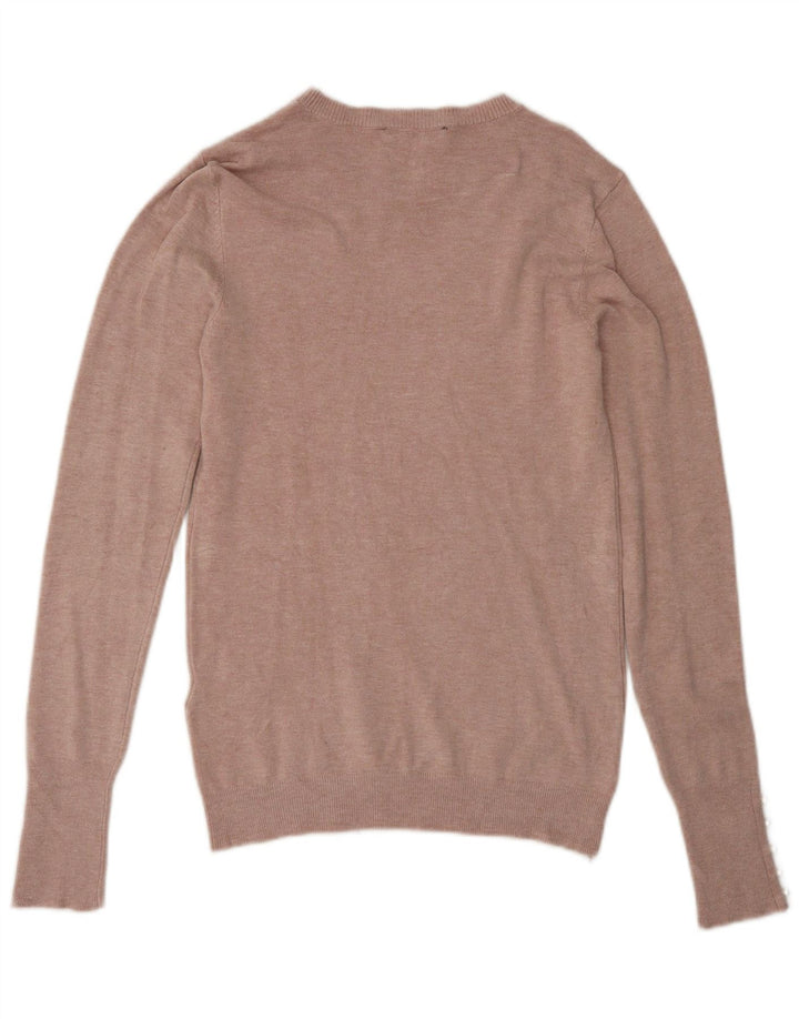 Zara Damen-Pullover mit U-Boot-Ausschnitt, UK 12, mittelrosa Viskose