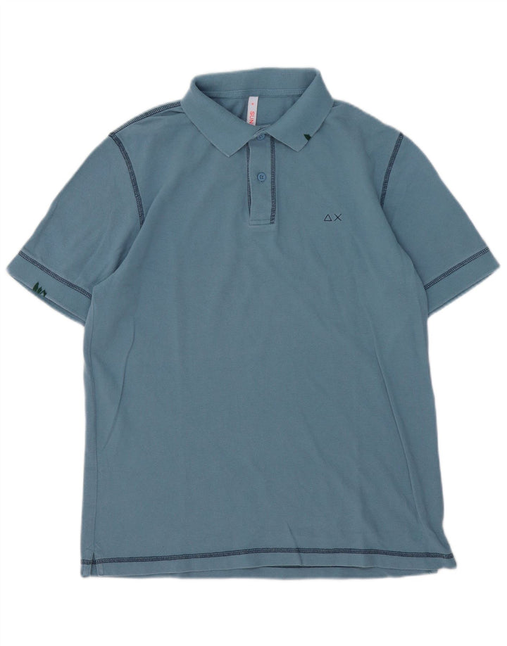 Sun68 Herren-Poloshirt aus mittelblauer Baumwolle