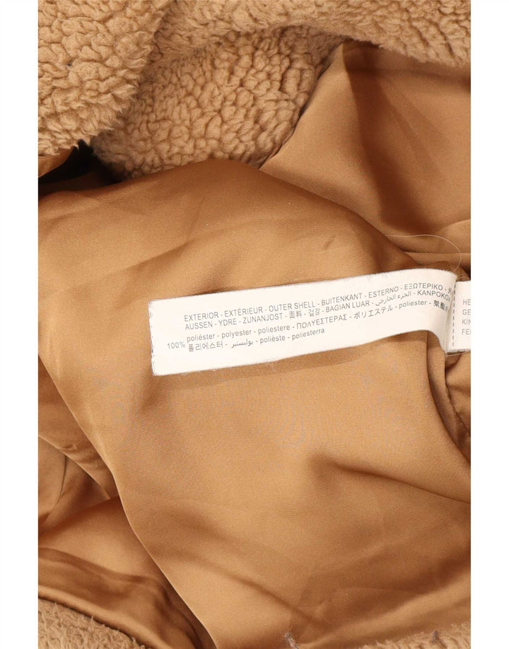 Zara Damen Übergroße Sherpa-Jacke UK 6 XS Braunes Polyester