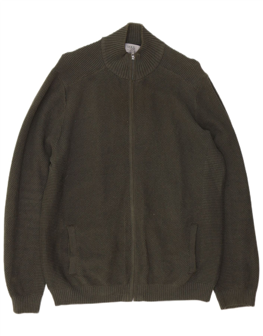 Marks & Spencer Herren-Strickjacke, groß, grüne Baumwolle