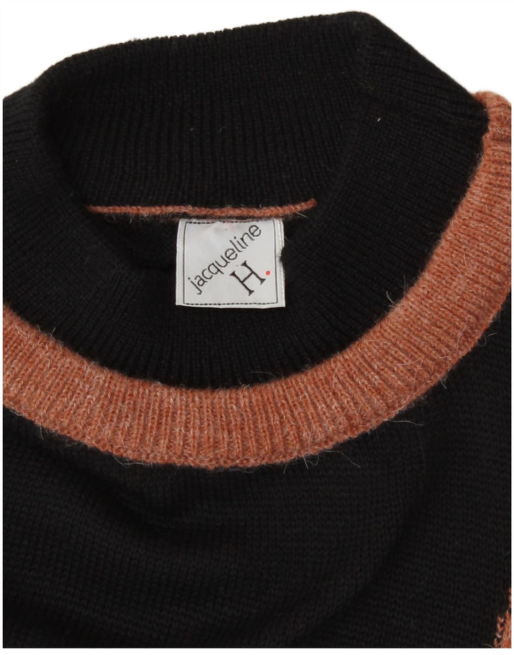 Vintage Damen Rollkragenpullover Pullover EU 40 Medium Schwarz Retro