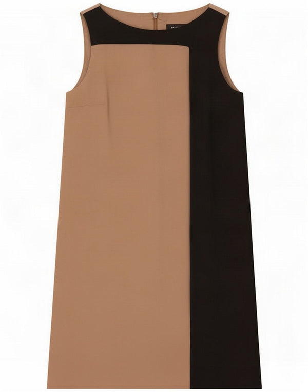 Max & Co. Damen Ärmelloses Etuikleid UK 8 Small Beige Colourblock Cotton