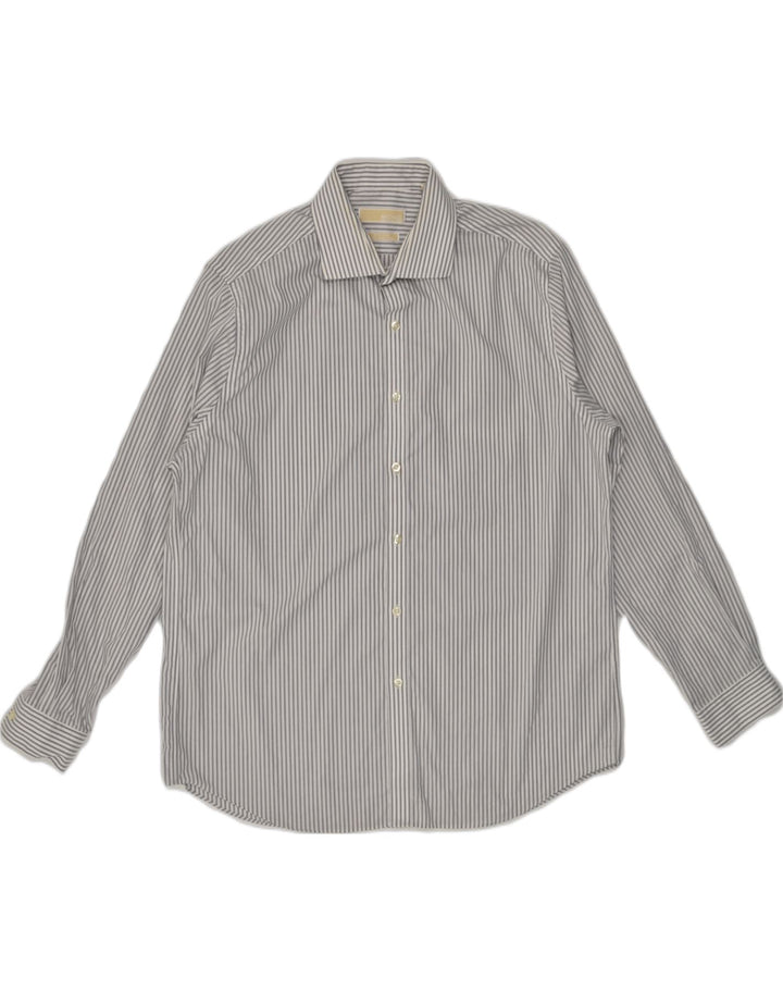 MICHAEL KORS Mens Shirt Size 17 XL Grey Striped Cotton | Vintage Michael Kors | Thrift | Second-Hand Michael Kors | Used Clothing | Messina Hembry 