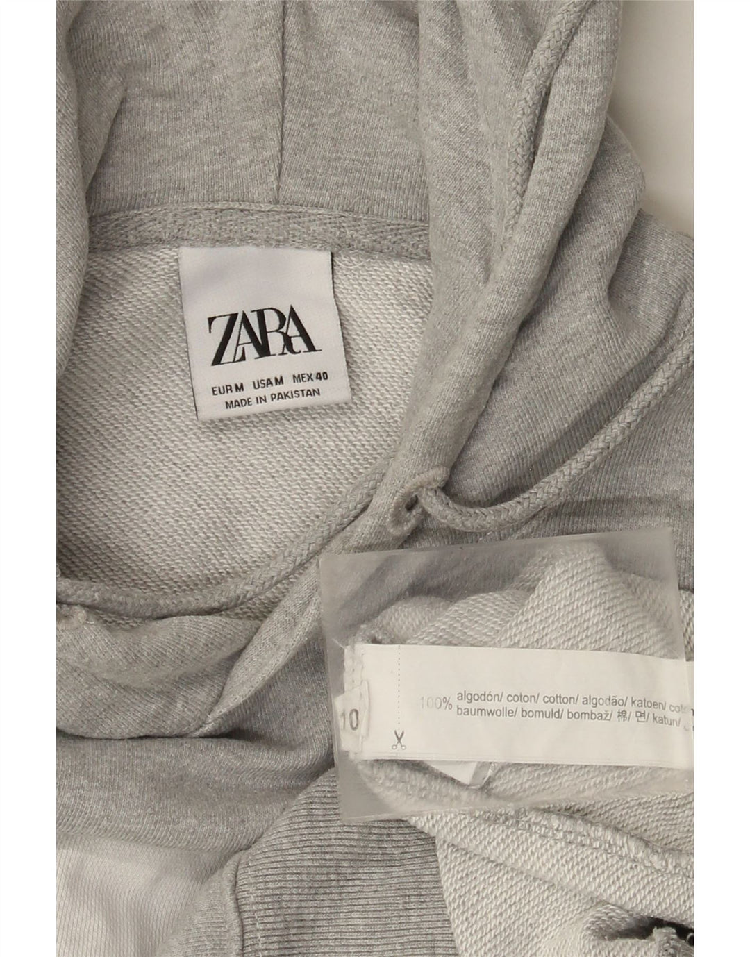Zara Herren-Kapuzenpullover aus mittelgrauer Colourblock-Baumwolle