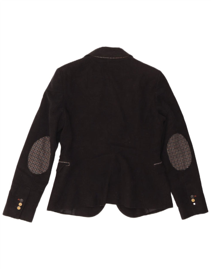Zara Damen 1-Knopf-Blazerjacke UK 14 Große schwarze Baumwolle