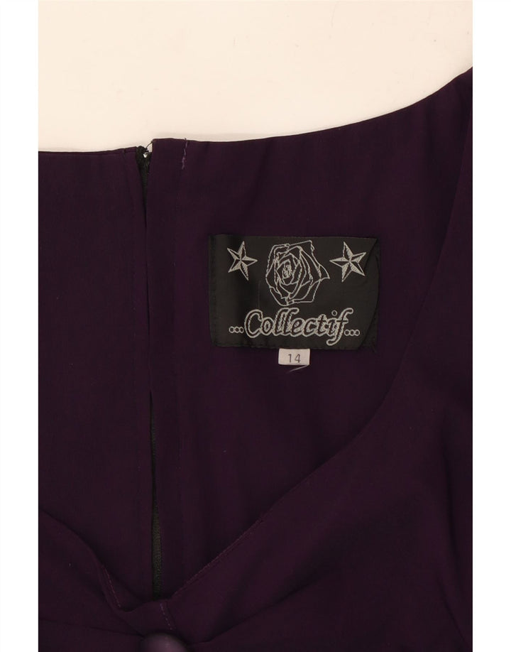 COLLECTIF Damen-Etuikleid mit 3/4-Ärmeln, Gr. 14, Lila