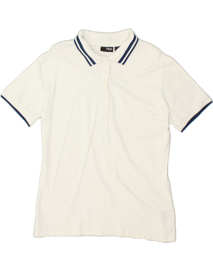 FILA Womens Polo Shirt UK 16 Large White | Vintage Fila | Thrift | Second-Hand Fila | Used Clothing | Messina Hembry 