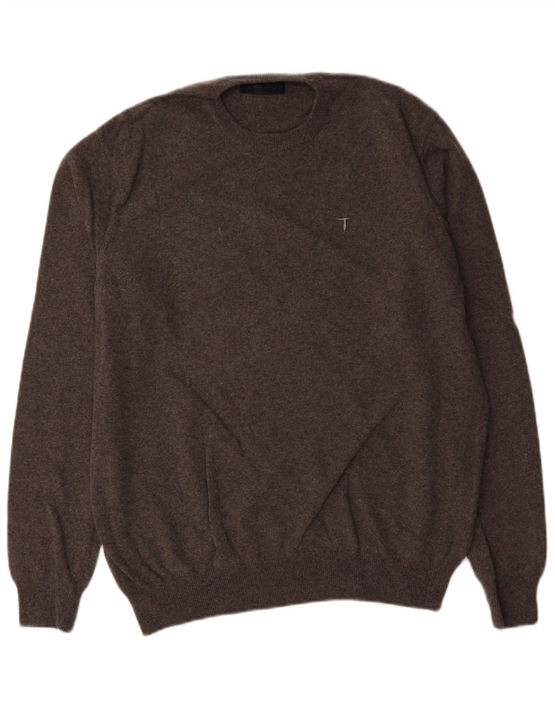 Trussardi Herren-Pullover mit Rundhalsausschnitt, XL, graue Wolle