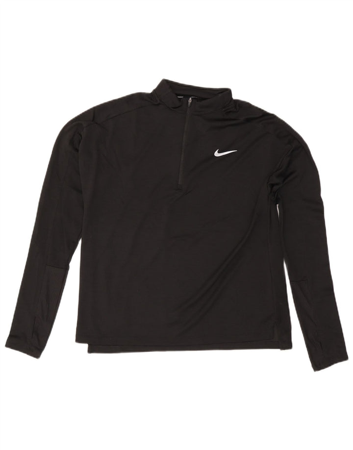 NIKE Damen Dri Fit Pullover-Trainingsanzugoberteil mit Reißverschluss, UK 14, Mittelschwarz