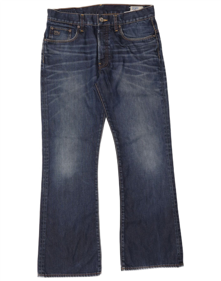 G-Star Herren 3301 Bootcut Jeans W34 L32 Blaue Baumwolle