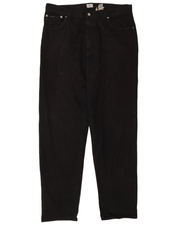 CALVIN KLEIN Damen Tapered Jeans W36 L34 Schwarze Baumwolle