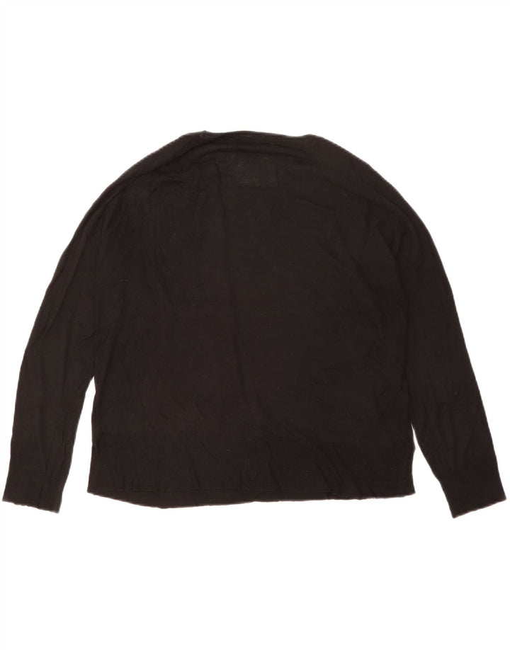 Zara Damen-Pullover, übergroß, Rundhalsausschnitt, Gr. 10, Größe S, schwarze Viskose