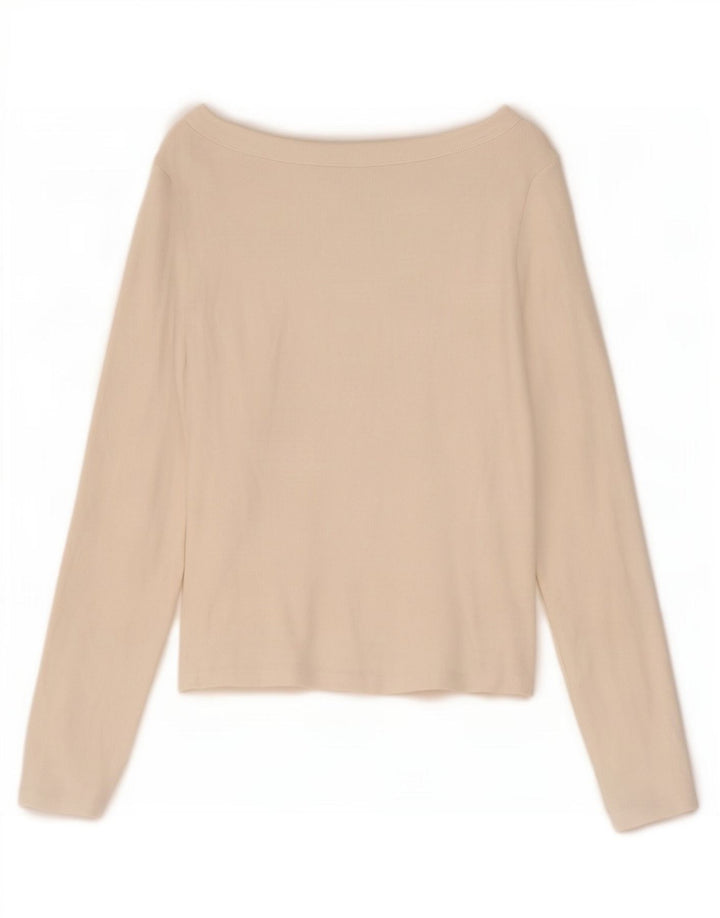 Zara Damen Crop Top Langarm UK 14 Large Weiß