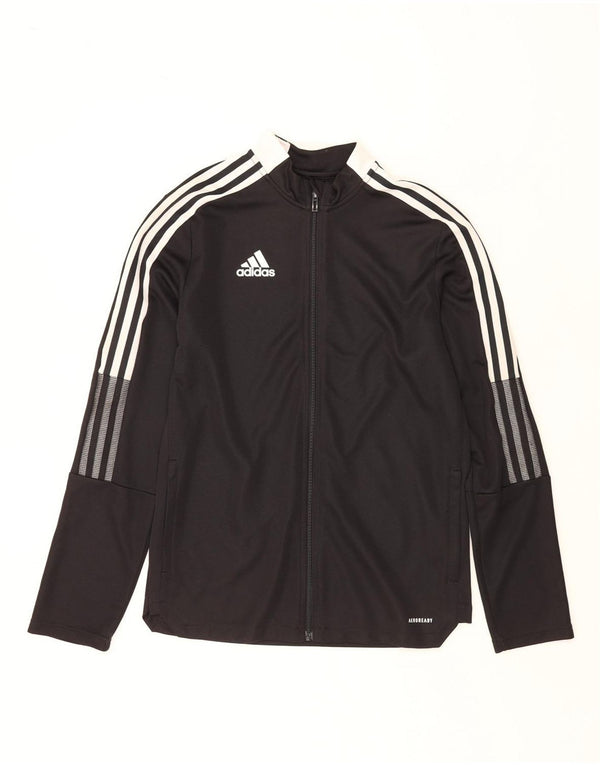 ADIDAS Jungen Aeroready Trainingsanzug Top Jacke 15-16 Jahre Schwarzes Polyester
