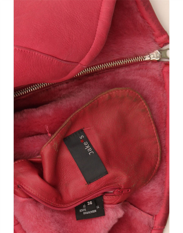 Jake's locker sitzende Shearling-Jacke für Damen, EU 36, kleines rosafarbenes Leder