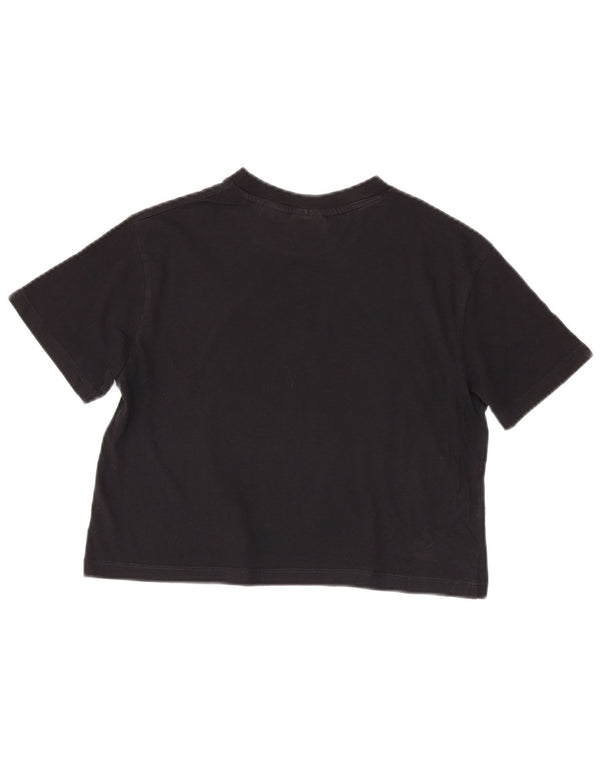 Guess Damen Crop Graphic T-Shirt Top UK 10 Small Schwarz