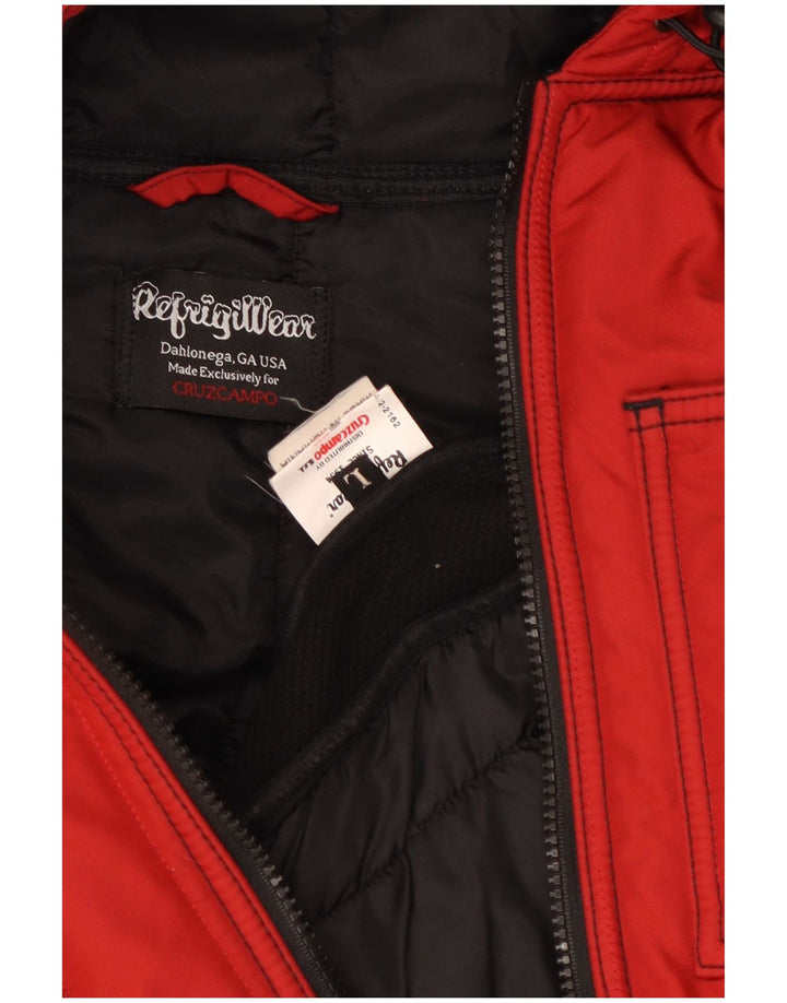 Refrigiwear Wattierte Damenjacke mit Kapuze, UK 16, Größe L, Rot, Farbblock