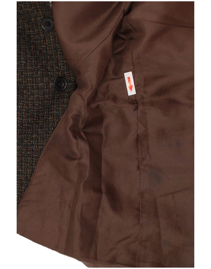 Vintage Jungen-Blazer mit 3 Knöpfen, 13–14 Jahre, braun gefleckte Wolle