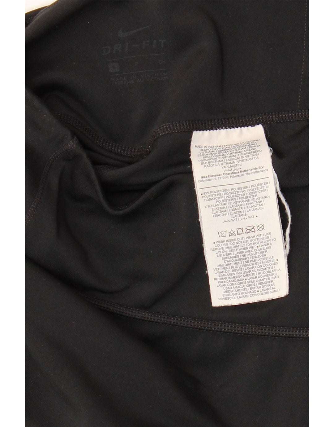 NIKE Womens Dri Fit Graphic Leggings UK 10 Small Black Polyester Vintage Nike and Second-Hand Nike from Messina Hembry 