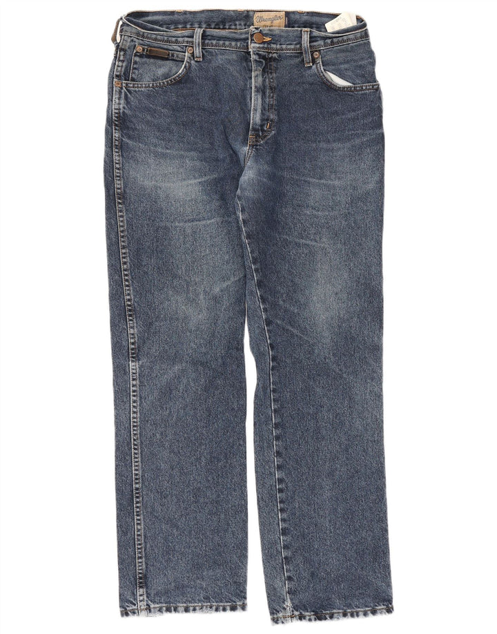 Wrangler Herren Texas Straight Jeans W34 L30 Blaue Baumwolle