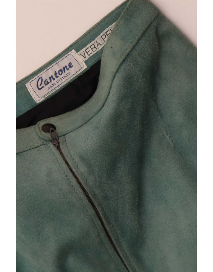 Vintage Damen Wildlederrock W26 Kleines blaues Leder
