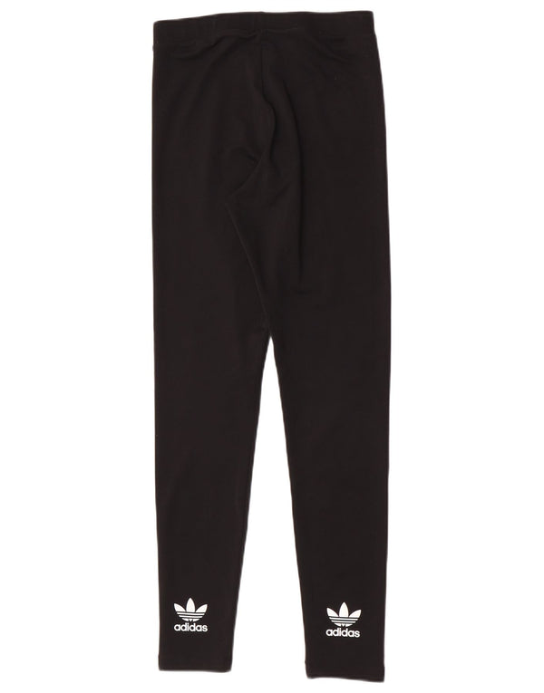 Adidas Damen Graphic Leggings UK 10 Small Schwarz Polyester Sport