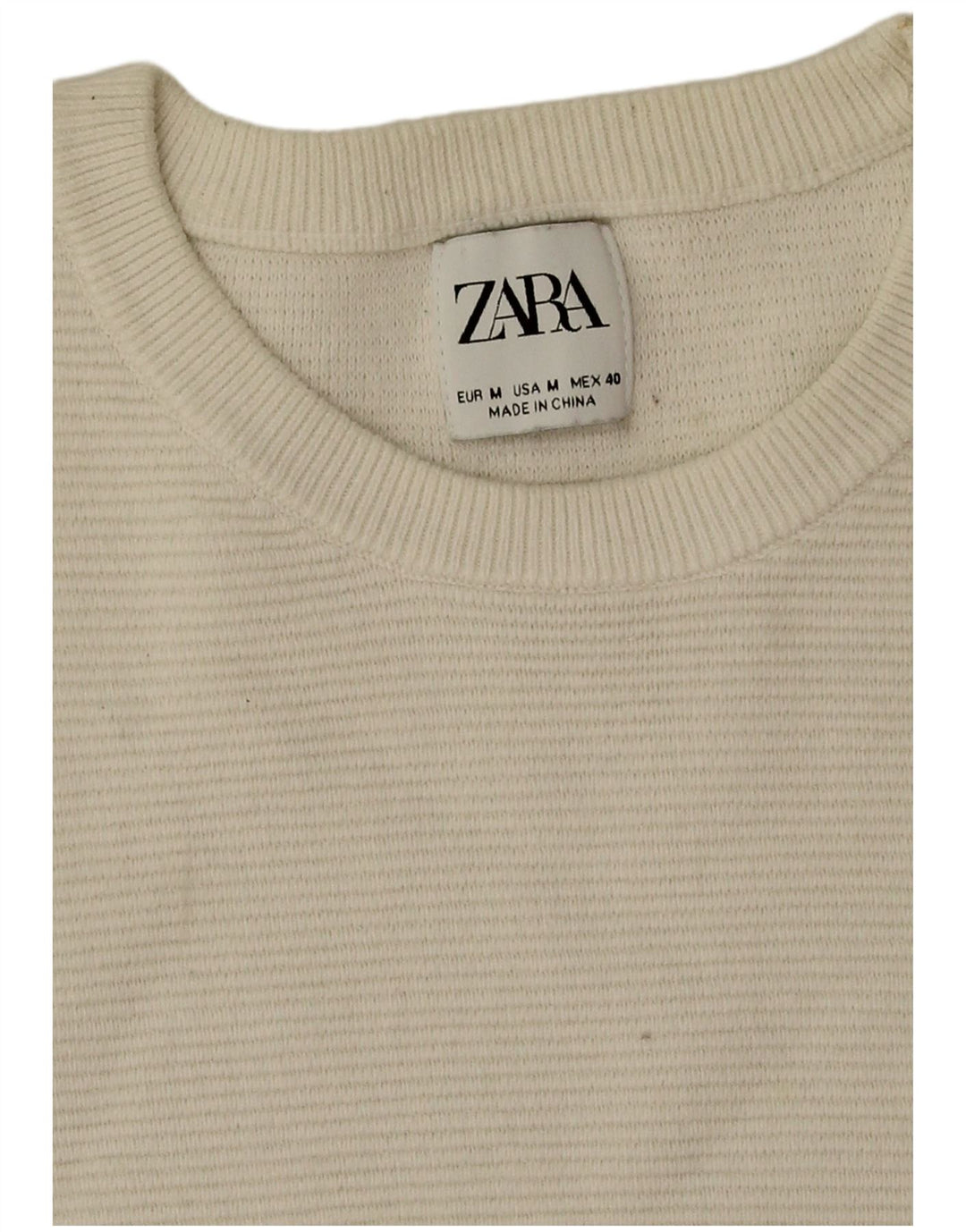 Zara Herren-Pullover mit Rundhalsausschnitt, mittelweiße Baumwolle