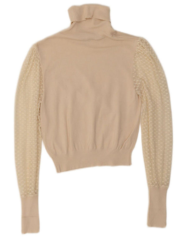 Zara Damen Crop Rollkragenpullover Pullover UK 8 Small Beige