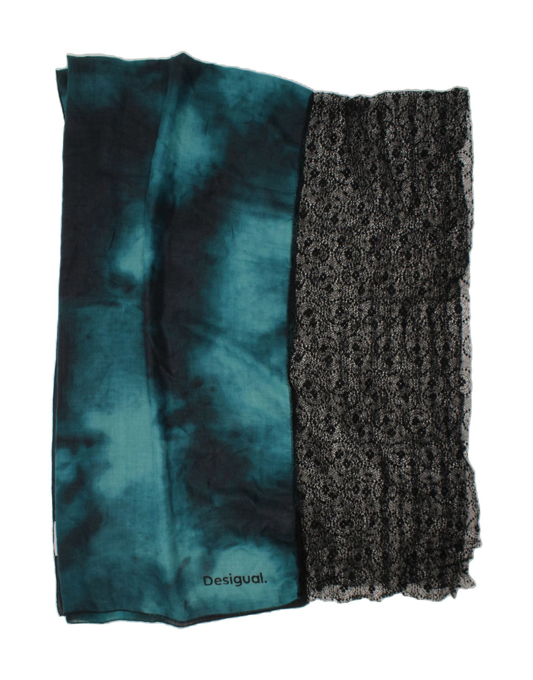 DESIGUAL Womens Rectangle Scarf One Size Blue Tie Dye Polyester Vintage Desigual and Second-Hand Desigual from Messina Hembry 