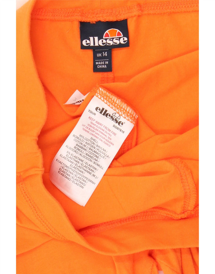 Ellesse Womens Graphic Sport Shorts UK 14 Mittelorange Baumwolle