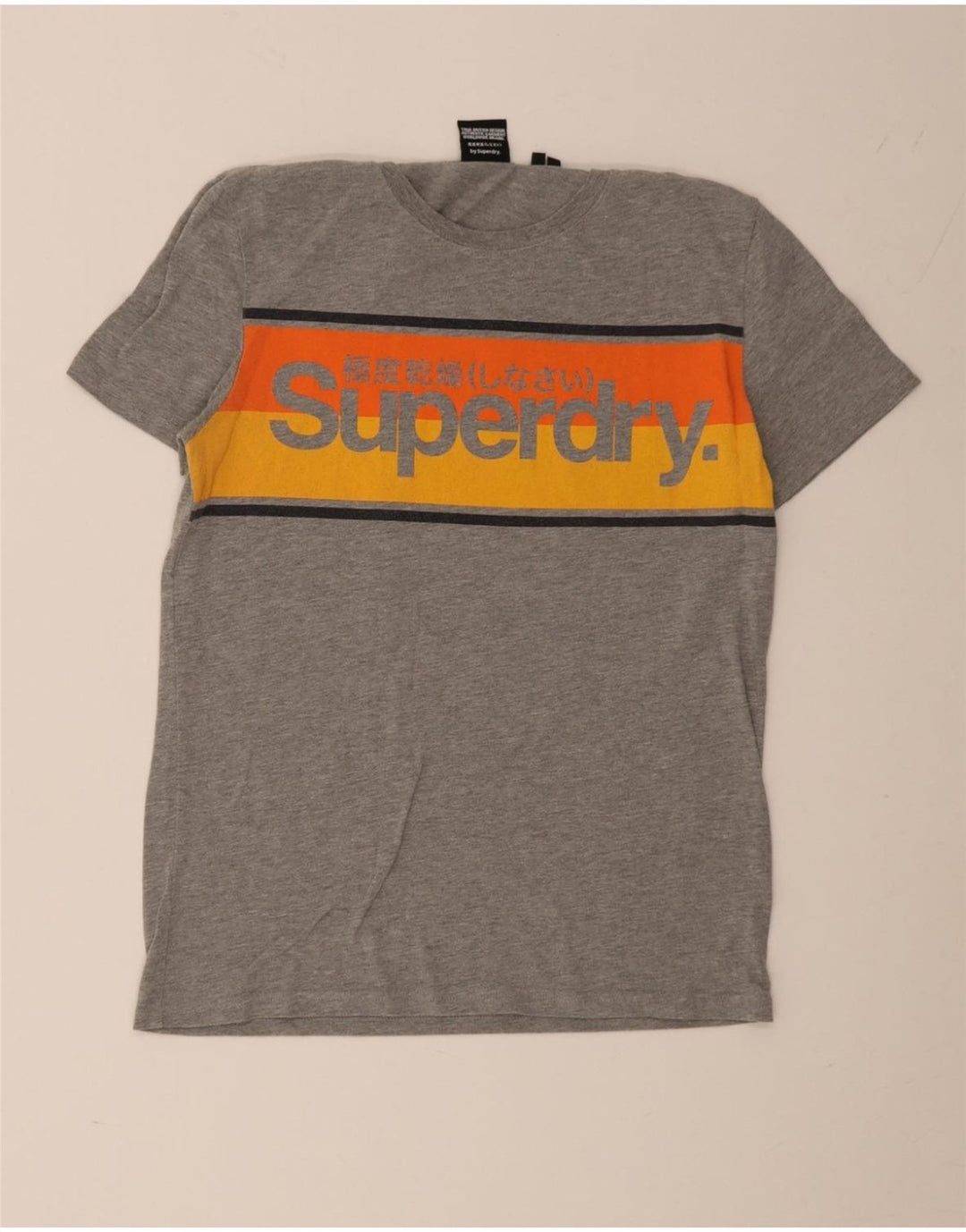Superdry Herren Grafik-T-Shirt-Oberteil aus mittelgrauer Colourblock-Baumwolle
