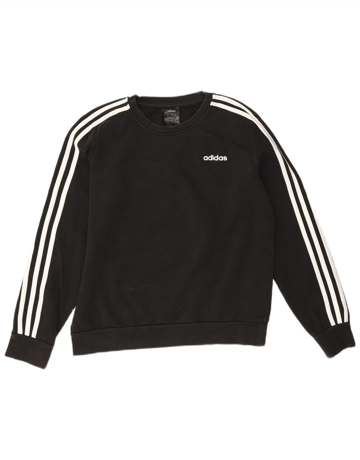 Adidas Damen Sweatshirt Pullover UK 12/14 Medium Schwarz Baumwolle