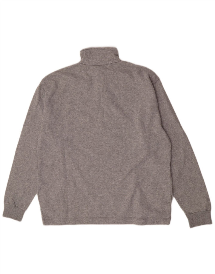 Asics Herren-Sweatshirt mit Reißverschluss am Hals, groß, aus grauer Baumwolle