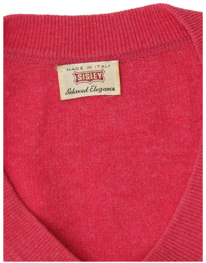 Sisley Damen Übergroßer Pullover mit V-Ausschnitt, Gr. 14, Mittelrosa