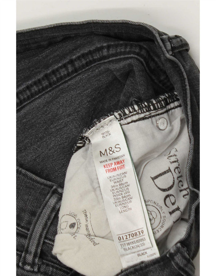 Marks & Spencer Herren Slim Jeans W34 L33 Schwarze Baumwolle