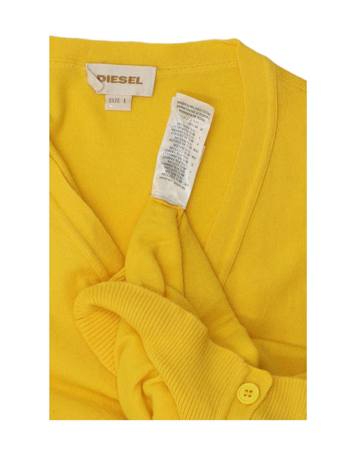 Diesel Herren-Cardigan-Pullover, groß, gelbe Baumwolle