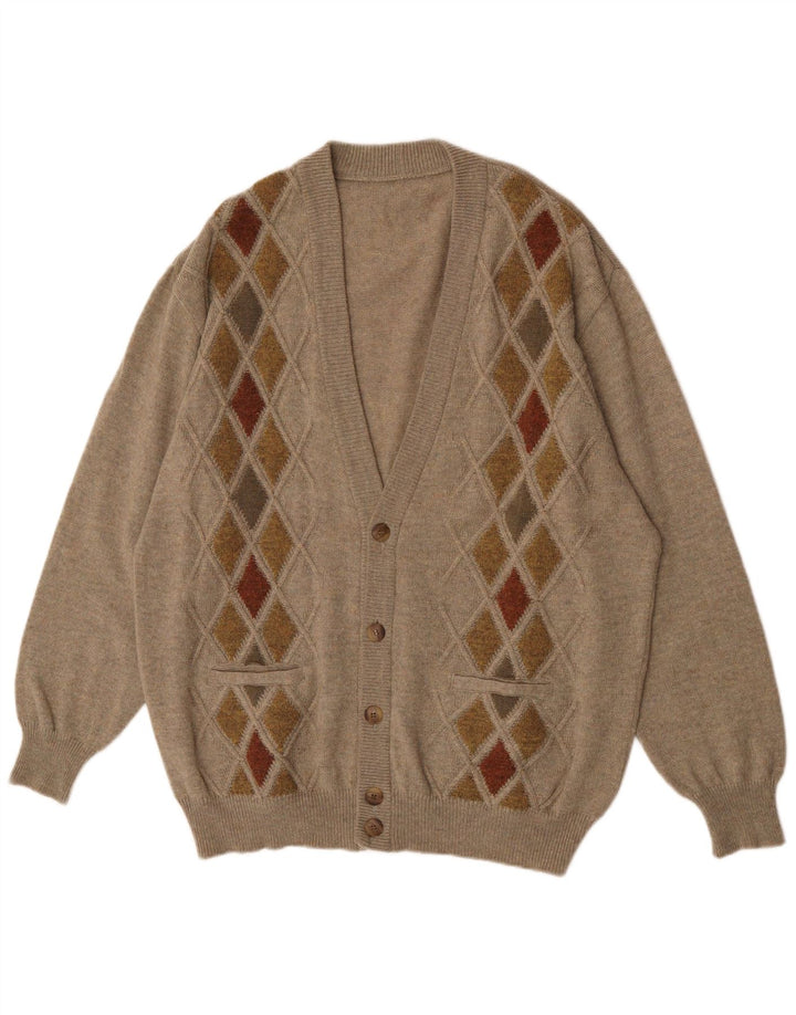 Vintage Herren Cardigan Pullover XL Braun Argyle/Diamant