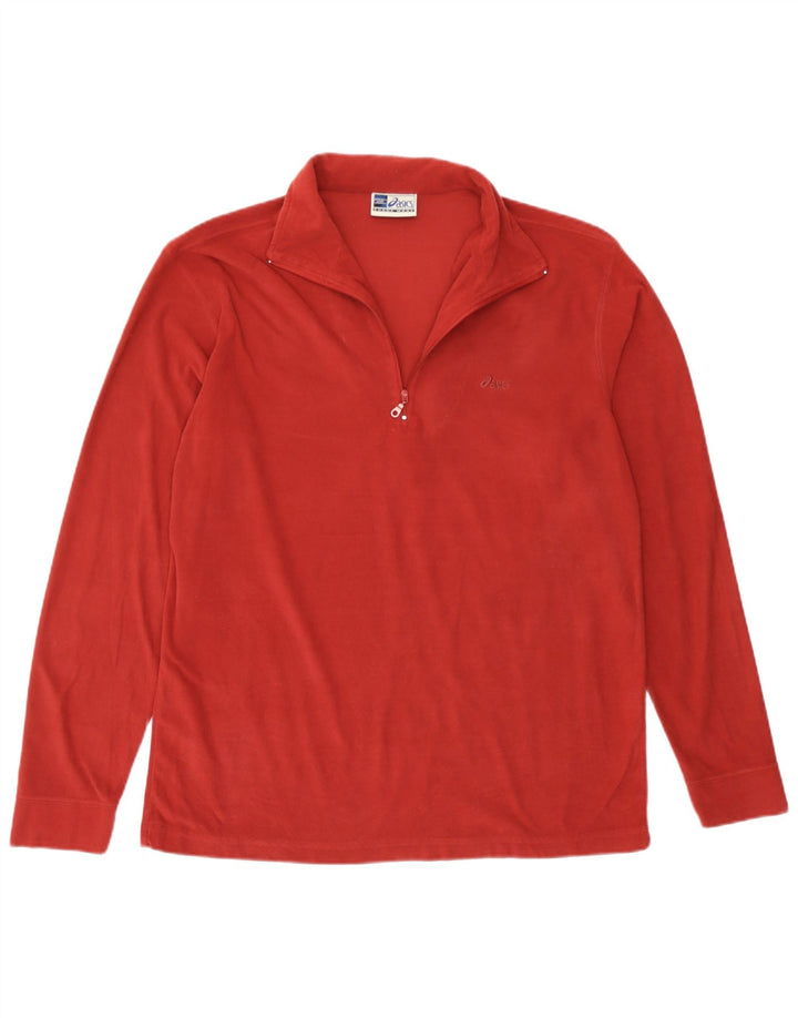 Asics Herren-Fleecepullover mit Reißverschluss am Hals, mittleres Burgunderrot, Polyester