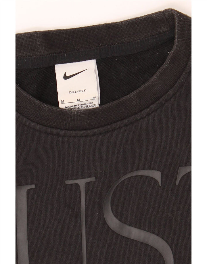 NIKE Womens Dri Fit Crop Graphic Sweatshirt Jumper UK 14 Medium Black Vintage Nike and Second-Hand Nike from Messina Hembry 