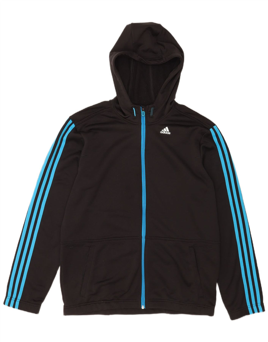 Adidas Herren Climalite Zip Hoodie Pullover Großes schwarzes Polyester